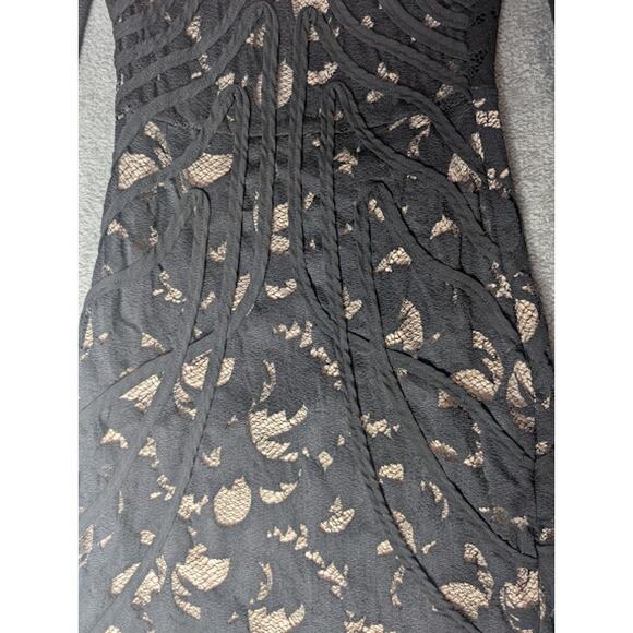 H & M GOLD LABEL-Bare back Bodycon Mini Lace Dress Nude lining size 2 GlamLook - Picture 4 of 10